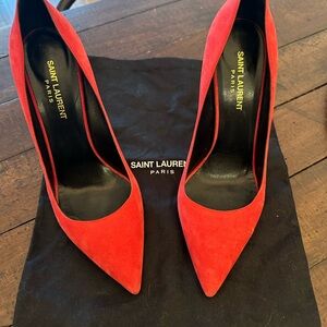 Saint Laurent Red Suede Heels